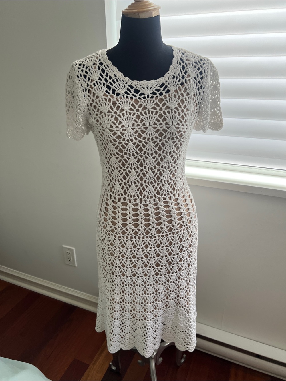 Michael Kors White Crochet Midi Dress